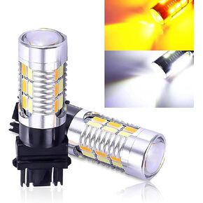 2 Pack 3157 LED LED LED LIGHTS ، استبدال لمبة إضاءة مركبة ساطعة للغاية ، تصميم ثنائي الألوان ، ضوء مؤشر السيارات المضاد للماء لسيارة شاحنة سيارات الدفع الرباعي (بيضاء وصفراء)