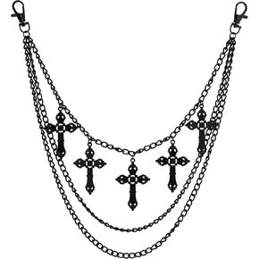Sacina Gothic Layered Cross Pants Chain, Wallet Belt Chain, Goth Grunge Emo Punk Accessories