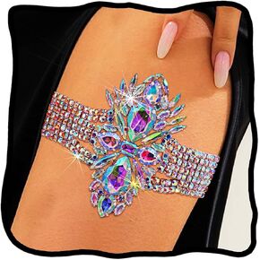 Woeoe Sparkly Rhinestone Thigh Chain Crystal Leg Chains Sexy Beach Bikini Body Jewelry for Women