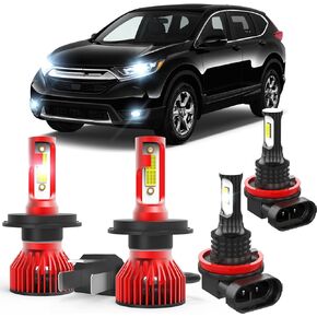 For Honda CRV CR-V 2007 2008 2009 2010 2011 2012 2013 2014 500% Brightness 9003/H4 High&Low Beam+H11 LED Fog Lights，6000K,4pcs Super Bright White