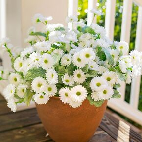 Artificial Dahlia Flowers Fake Flowers Plants for Outdoors Spring Decoration, 6 Bundles Faux Dahlia Silk Flowers for Outside Realistic UV Resistant for Planter Front Door Porch Patio Balcony Yard, Mix