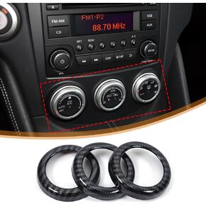 Daeiclru Center Control Knob Trim Cover Compatible with Nissan 370Z 2009-2020, Carbon Fiber Style Center Control AC Knob Radio Panel Cover Trim Interior Accessories