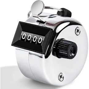 Anyongora Clicker Counter, Metal Hand Tally Counter Clicker with 4 Digit Display, Pitch Counter for Golf Stroke, Baseball, Coaching, Knitting, Lap, Row Sport, Silver