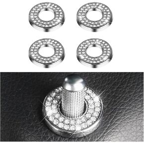4PCS Bling Car Door Lock Cover Sticker, Crystal Rhinestone Vehicle Door Lock Pull Rod Bolt Decoration Caps, Sparkly Interior Door Lock Pin Cover, Universal Automotive Accessories (White) in Kuwait