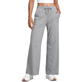 Crz Yoga Cloud Jersey Wide Leg Pants Women 30 "High Phensed Lounge Pajama Travel Pants مع جيوب