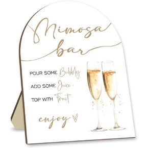 Boho Mimosa Bar Sign, Wooden Sign with Stand, Floal Decoration Baby Shower Sign, Baby Shower Welcome Sign, Baby Shower Supplies, Party Decor Supplies, white