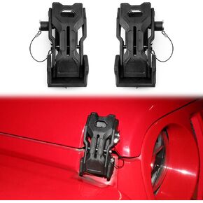 قفل JL Hood Latches لعام 2018-2025 Jeep Wrangler JL 4XE Jeep Gladiator JT Aluminium Locking Latch Latch Saffy Kit Presention ، Deline Hood Flutter ، 1 زوج أسود مع مفتاحين