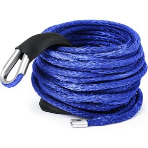 حبل وينش الاصطناعي الأزرق 3/8 '' x 50ft 26 ، 500 رطل حبل خط الاصطناعي مع حبل واقي مع سيارة واقية من سيارة 4WD SUV Truck ATV UTV SUV