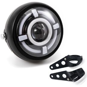 evomosa Motorcycle front headlight LED, 6.5 inch universal Motorbike headlight distance light with bracket for overhauling the motorbike cafe racer (White light)