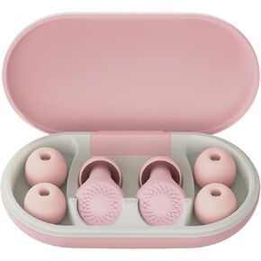 Ear Plugs for Noise Reduction, Reusable Silicone Earplugs for Sleeping, Concerts, Shooting, Travel, Work - Comfortable, Portable with Earplug Case, Noise Cancelling Earbuds for Sleep, Pale Pink