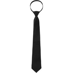 Black Tie Short Ties 15" Zipper Solid Color Pre-tied Adjustable Polyester Necktie for Wedding Graduation Uniform Birthday Party Concert Church Youth Dance Formal Dinner Festival