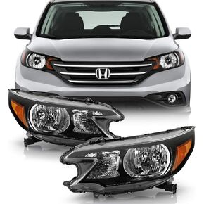 ACANII - For 2012 2013 2014 Honda CR-V Black Housing OE Style Headlights Headlamps Assembly Pair Replacement Left+Right