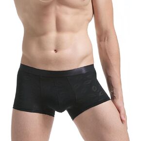 Men's Boxer Brief Underwear Ice Silk Mesh See Through Underpants Sports Extended Anti Crotch Shorts Running