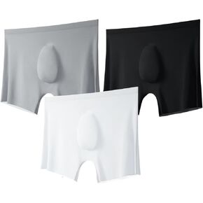 Men's Tag-Free Unltra Thin Transparent Pouch Sexy Underwear Ice Silk Soft Boxer Briefs