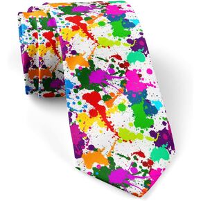 Skinny Slim Fashion Necktie for men Novelty Conversational Neckwear Ties (Colorful Ink Color Splats Pattern)