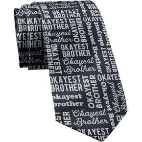Crazy Dog T-Shirts Funny Tie for Men – Okayest Brother Novelty Necktie – Humorous Gag Gift for Adult Brothers Sibling Birthdays Graduation – Fun Sarcastic Office Humor Menswear Outfit Accessory