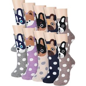 5 Pairs Women Dog Socks Cute Animal Patterned Funny Doggie Ankle Sock Adult Ladies Girls Dog Lovers Gift