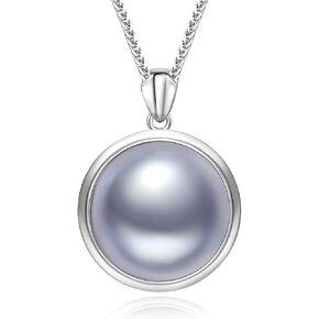 Mabe Pearl Necklaces for Women, Silver Jewelry, Anniversary Birthday Gifts for Wife, Mom, Dauhter, Girlfriend, Grandma