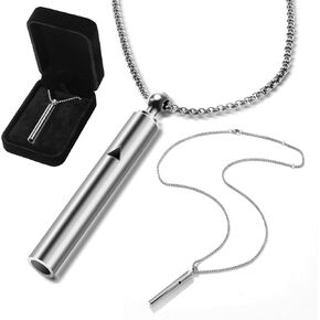 Breathing Necklace for Anxiety – BreathLink Anti-Smoking Necklace, Stainless Steel, Mindful Breathing Tool, Stress Relief Jewelry