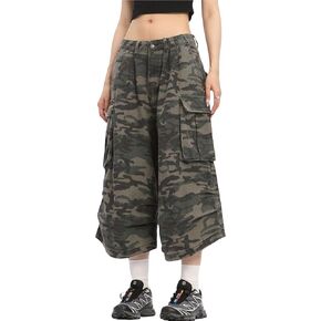 Mens Camo Cargo Shorts Y2k Baggy Long Jorts Hip Hop Bermuda Jeans Short Camouflage Shorts for Women