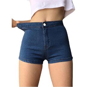 Oyoangle Women's Women's Stretchy Skinny Button High Weist Denim Shorts