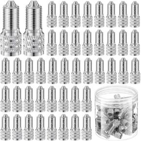 Tallew 50 Pcs Double Seal Valve Stem Caps with Storage Box Inflate Valve Flow Through Tire Cap Metal Extension Stem Seals for High Pressure Truck Car Rv Semi Bus Tires Van Trailers Boats
