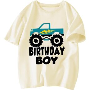 Birthday Boy Shirt 4t Toddler Shirts 4 Year Old Monster Truck Birthday Four Fourth T Shirt Outfit Short Sleeve Tee Yellow 4th