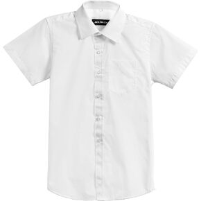 Boys Short Sleeve Button Down Shirt - Collared Uniform Dress Shirt - White Button Up Shirt Boys