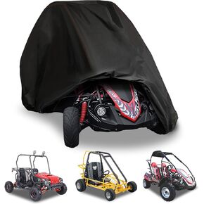 Large Go Kart Cover,2 Seater Go Kart Covers Waterproof 420D Oxford Go Cart Car Cover,75" L x 51" W x 51" H GO Kart Accessories for TrailMaster Coleman Baja Massimo Hammerhead Kandi