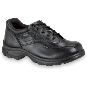 Thorogood Soft Streets Double Track Oxford Work Shoes for Men - Premium Black Leather with Comfort Insole and Slip-Resistant Outsole; Berry Compliant and Postal Certified