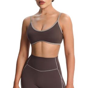 Aoxjox Women's Color Block Workout Sports Bras Fitness Backless Padded Lexi Lined Strappy Bra Athletic Yoga Crop Tank Top