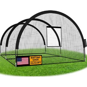 البيسبول قفص الضرب صافي أقفاص الضرب للفناء الخلفي 22ftx12ftx8ft أقفاص البيسبول المحمولة والكرة اللينة مع ثقب آلة رمي وباب قابل للفصل لممارسة الضرب في الداخل والخارج