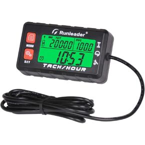 Runleader Hour Meter Tachometer, Maintenance Reminder, Alert RPM Reminder, Initial Hours Settable, Battery Replaceable, Use for Lawn Mower Generator Marine ATV and Gas Powered Equipment