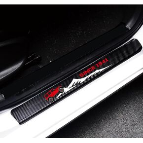 4Pcs Car Door Sill Protector Reflective Sticker Decoration Door Entry Guard Sill Scuff Plate Stickers Accessories Compatible with Jeep Wrangler JL JLU & Gladiator JT (Red)