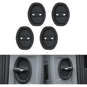 Car Door Lock Buckle, Silicone Interior Modification Lock Buckle, Silent Placement, Prevent Rusting, Reduces Buffering（Black 4 Pack）