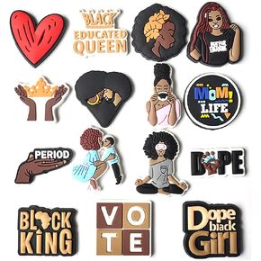 15PCS Black Lives Matter Shoe Charms - PVC BLM Decorations for Clogs & Sandals - BLM Accessories for Black Women, Girls- Party Favors & Shoe Decor for BLM Supporters