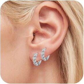 14K Gold Plated Heart Earrings for Women, with 925 Sterling Silver Posts 1.4CM Heart Hoop Earrings for Women, Sweet Love Heart Shaped Jewelry