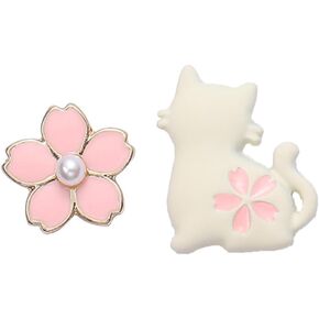 Clip on Earrings Cat Flower Stud Earrings, Asymmetrical Stud Earrings
