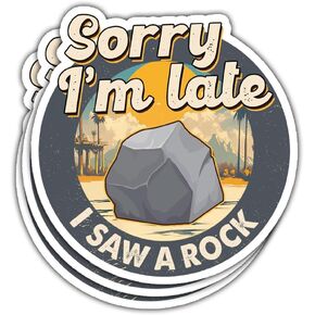 3 Pcs Sorry I'm Late I Saw A Rock Sticker Funny Geology Geologist Paleontologist Sticker Rocks Collector Rockhound Stickers Laptop Water Bottle Phone Car Helmet Hard Hat Funny Gifts Sticker 3"x3"
