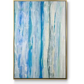 Renditions Gallery Canvas Nature Wall Art Modern Decorations Paintings Romantic Swimming Ashore Watercolor Romantic Gold Floater Framed Artwork for Bedroom Office Kitchen - 17"x25" LT544