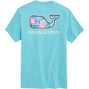 vineyard vines Men's Vintage Chappy Floral Whale Fill Short-Sleeve Pocket Tee