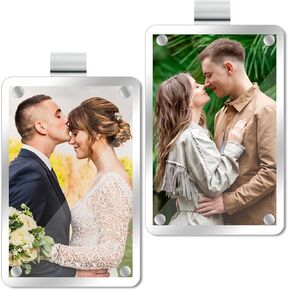 2 Pack Photo Car Visor Clip Personality Magnetic Car Sun Visor Photo Holder Acrylic Sun Visor Picture Clips Decorate Your Car Visor Clip Photo Holders