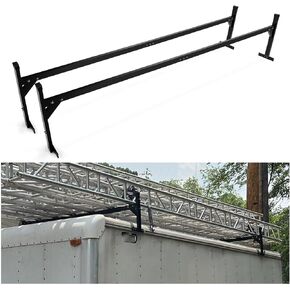 ECOTRIC 72.24''-107.79'' Adjustable Trailer Ladder Rack Compatible with Enclosed Trailers and Open Trailers Powder Coated Black (6'-9') Aluminum