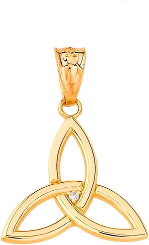 مصدقة 14K الذهب Solitaire Diamond Celtic Trinity Charm قلادة in Kuwait