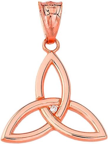 مصدقة 14K الذهب Solitaire Diamond Celtic Trinity Charm قلادة in Kuwait