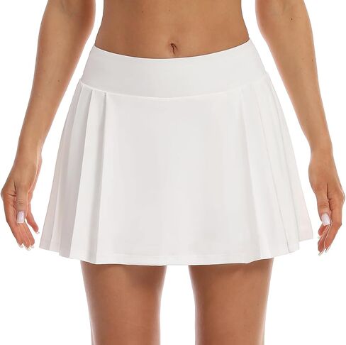 HOKOYI Women's Athletic Pleated Tennis Golf Skirt with Pockets Workout Running Sports Skort with Shorts in Saudi Arabia