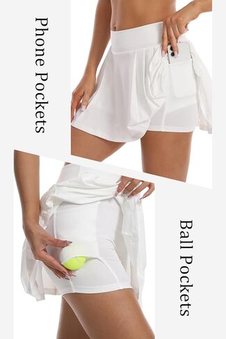 HOKOYI Women's Athletic Pleated Tennis Golf Skirt with Pockets Workout Running Sports Skort with Shorts in Saudi Arabia