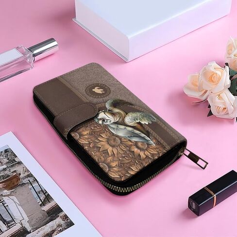 COEQINE Ladies Wallets Pink Leopard Heart Black Printed Leather Phone Long Clutch Purses Check Coin Change Holder in Kuwait