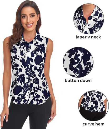 Soneven Women's Sleeveless Golf Shirts Collared Button Down Shirt Quick Dry Tank Tops in Saudi Arabia