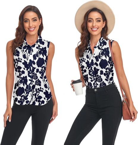 Soneven Women's Sleeveless Golf Shirts Collared Button Down Shirt Quick Dry Tank Tops in Saudi Arabia